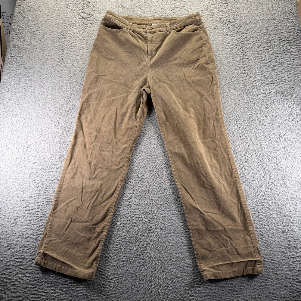 Croft & Barrow Pant Women 14 Brown Cotton Corduroy Chino Straight Stretch Preppy